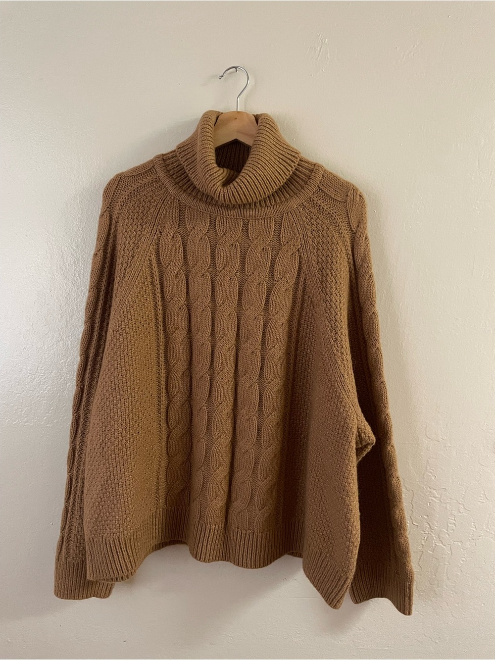 GAP Cable Knit Turtleneck Sweater - Camel Brown